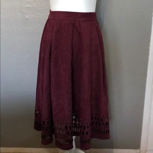 Suede burgundy skirt
